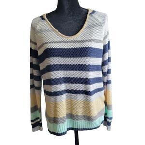 Caribbean Joe‎ Striped Lightweight Knit Sweater Womens Sz M